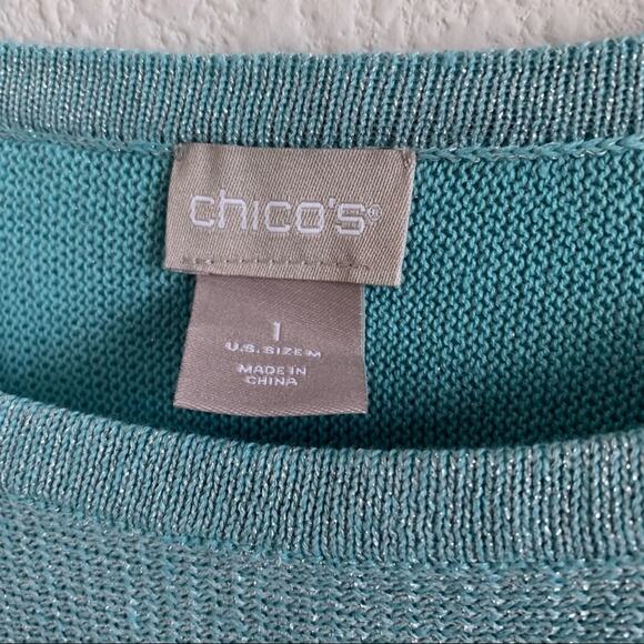 NWT Chico's Shimmer Side Rib Detail Linen Blend Pull On Sweater Top Chicos 1 - M - Picture 2 of 12